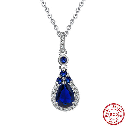 Fiollas 2024 Hot Sale 925 Sterling Silver Jewelry Water Drop Created Sapphire Diamond Cross Pendant